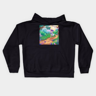 Fairy forest, goddess of nature running. Unique illustration Kids Hoodie